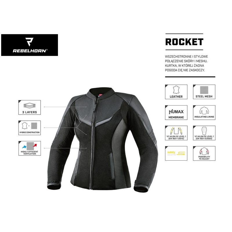 Dámska bunda na motocykel Rebelhorn Rocket čierna výpredaj