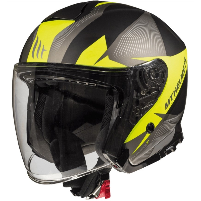 Otvorená prilba na motocykel MT Thunder 3 SV Wing čierno-šedo-fluorescenčno žltá výpredaj