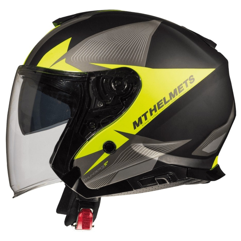 Otvorená prilba na motocykel MT Thunder 3 SV Wing čierno-šedo-fluorescenčno žltá výpredaj