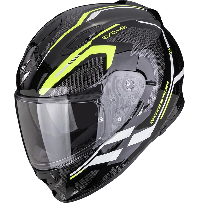 Integrálna helma na motorku Scorpion EXO-491 KRIPTA čierno-fluo žlto-biela