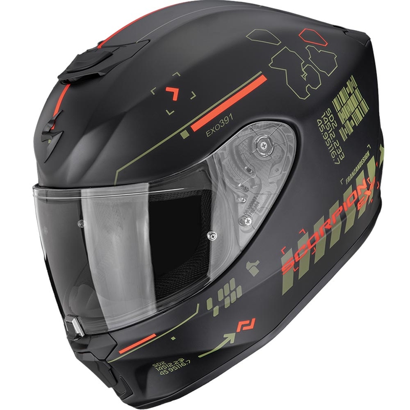 Integrálna helma na motorku Scorpion EXO-391 Iron matná čierno-zeleno-červená