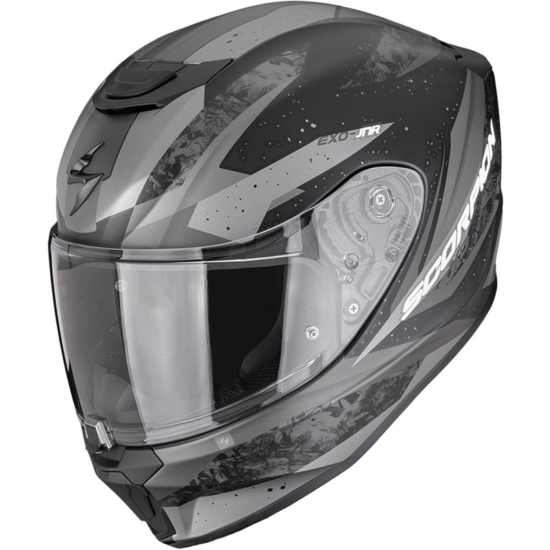 Detská helma na motorku Scorpion EXO-JNR Air Tako matná čierno-strieborná