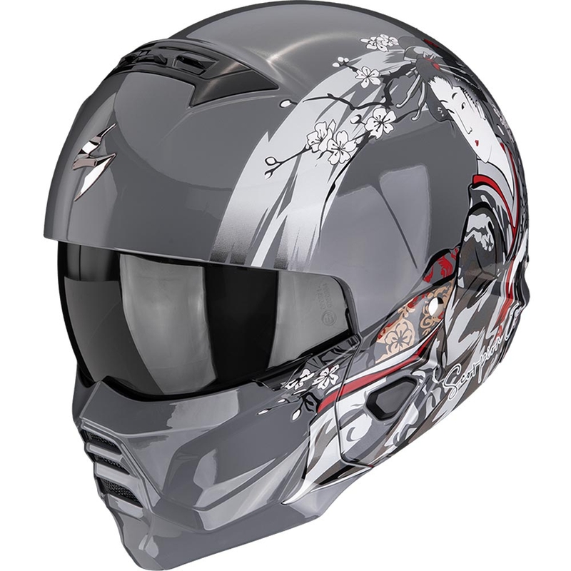 Modulárna helma na motorku Scorpion EXO-COMBAT II Demure strieborná
