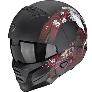Modulárna helma na motorku Scorpion EXO-COMBAT II Demure matná čierno-červená