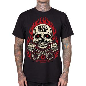 Tričko Black Heart Flame Skull čierne