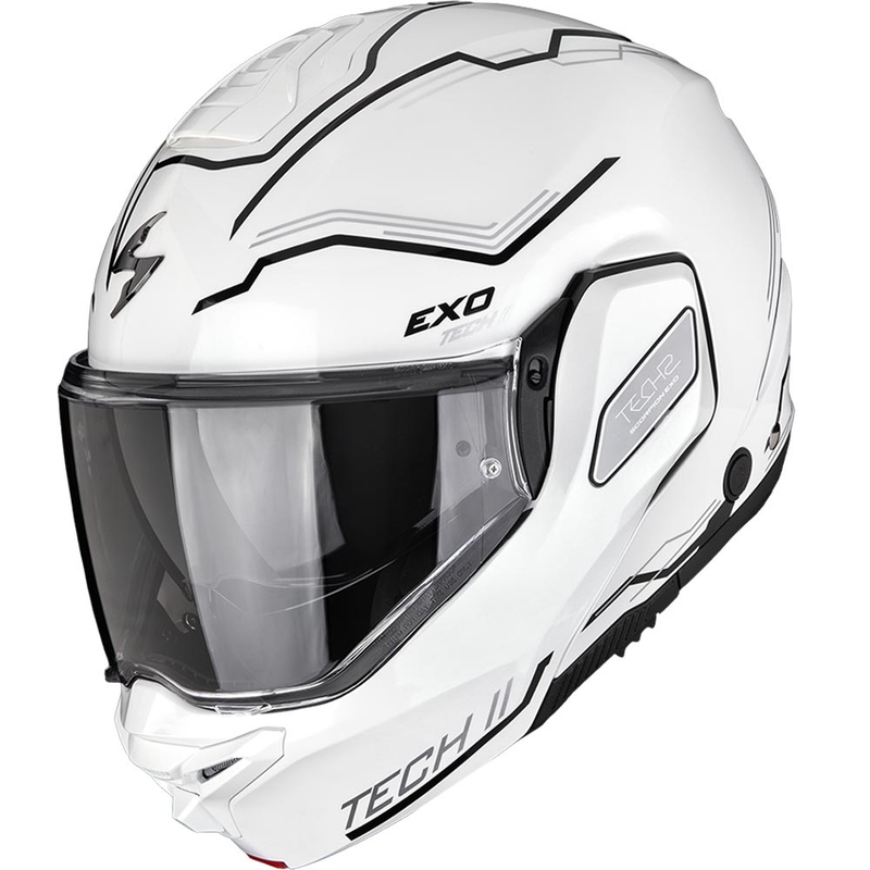 Preklápacia helma na motorku Scorpion EXO-TECH II Dash bielo-strieborno-čierna