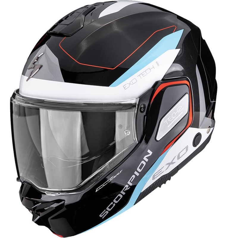 Preklápacia helma na motorku Scorpion EXO-TECH II Passager čierno-bielo-modrá