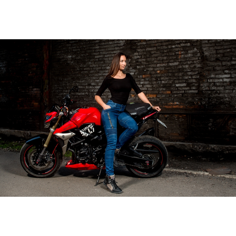 Dámske jeansy na motocykel Street Racer Basic modré výpredaj
