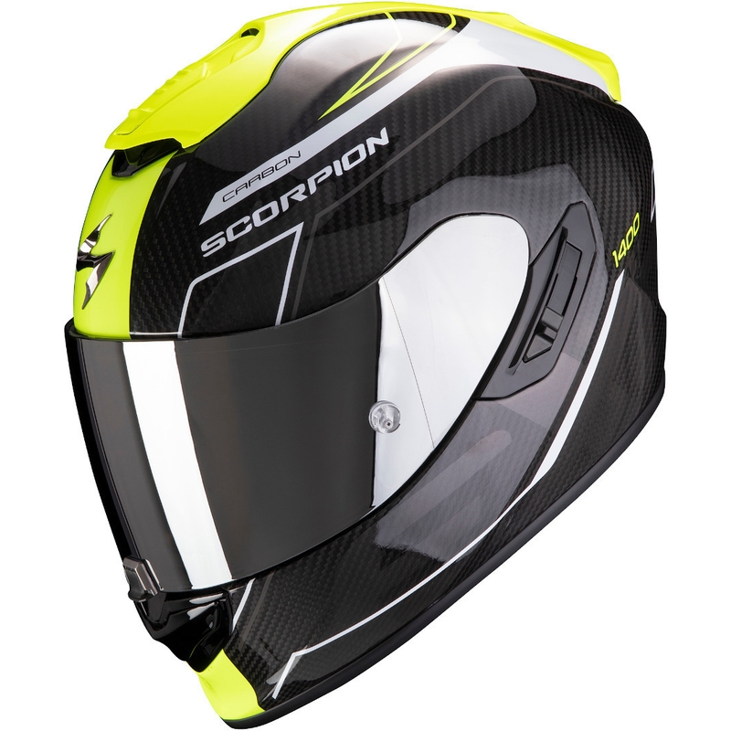 Integrálna prilba Scorpion EXO-1400 Carbon Air Beaux čierno-bielo-fluorescenčno žltá