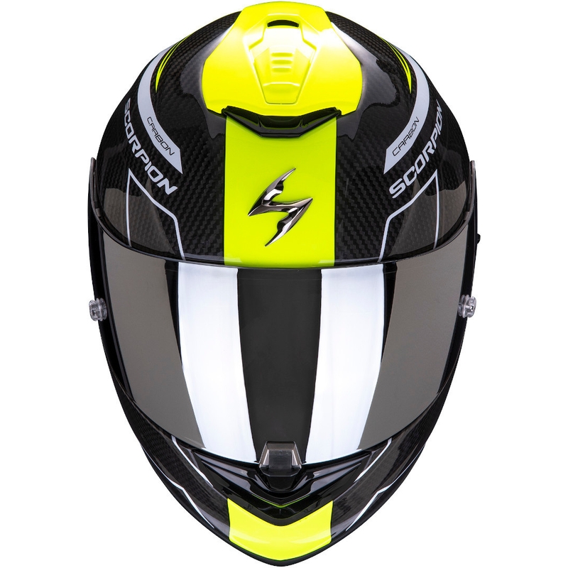 Integrálna prilba Scorpion EXO-1400 Carbon Air Beaux čierno-bielo-fluorescenčno žltá