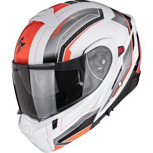 Výklopná helma na motorku Scorpion EXO-930 EVO Space bielo-strieborno-červená