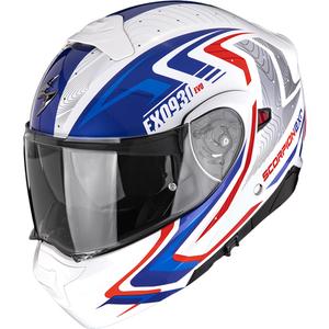 Výklopná helma na motorku Scorpion EXO-930 EVO Alpha bielo-červeno-modrá