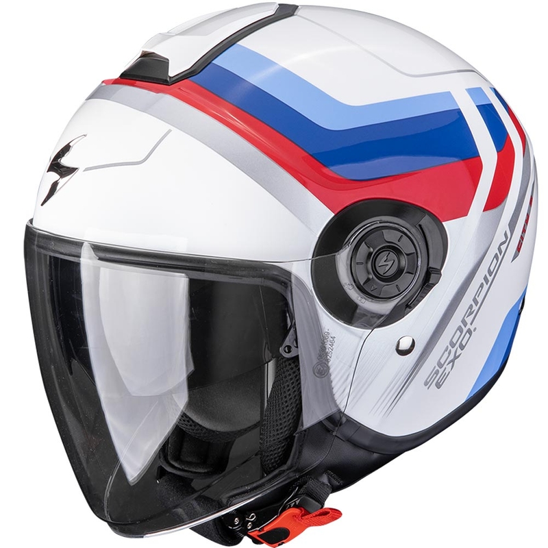 Otvorená prilba na motorku Scorpion EXO-CITY II Šport bielo-modro-červená