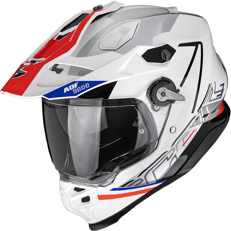 Enduro helma Scorpion ADF-9000 Air Summit bielo-červeno-strieborná