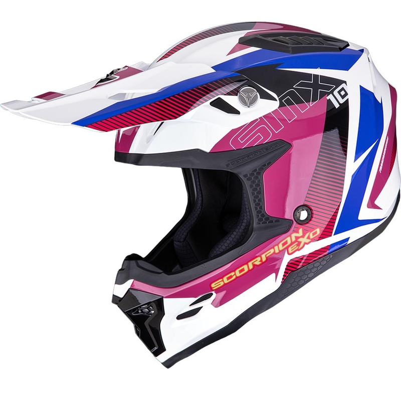 Motokrosová prilba Scorpion SMX-10 Speed bielo-ružovo-modrá