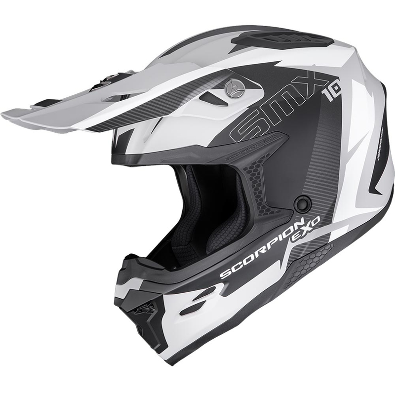 Motokrosová prilba Scorpion SMX-10 Speed matná šedo-čierno-biela
