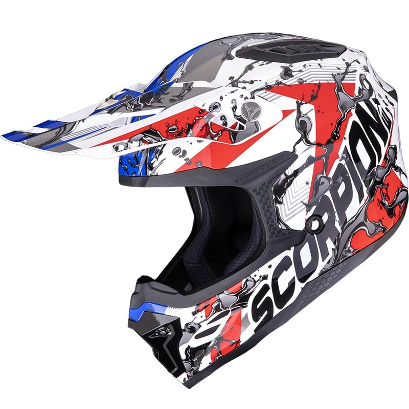 Motokrosová prilba Scorpion SMX-10 Gasoline bielo-červeno-modráranžová