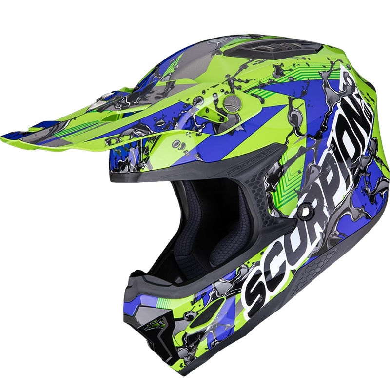 Motokrosová prilba Scorpion SMX-10 Gasoline zeleno-modro-čierna