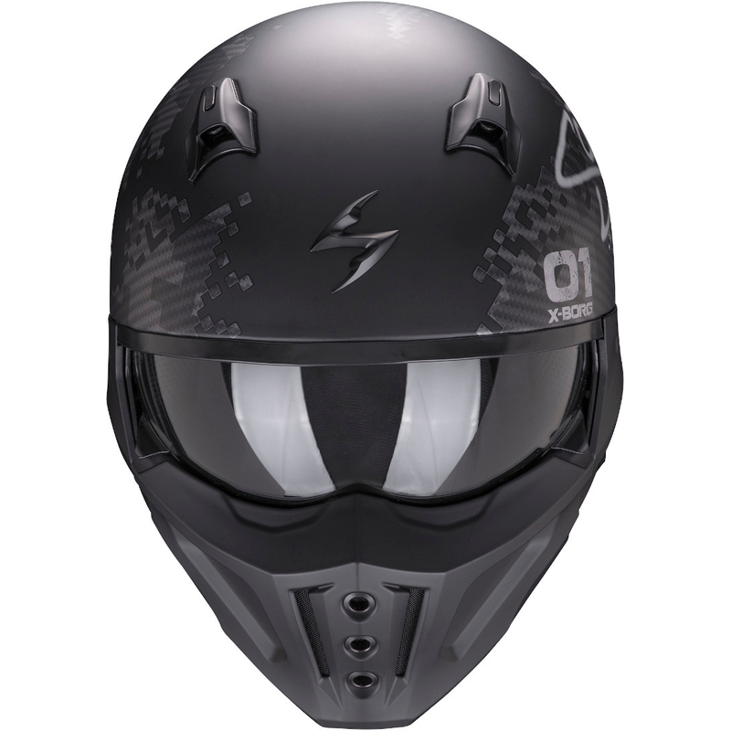 Otvorená prilba s maskou Scorpion COVERT-X Xborg čierno-strieborná