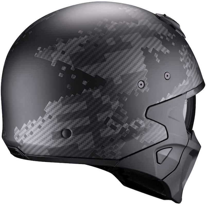 Otvorená prilba s maskou Scorpion COVERT-X Xborg čierno-strieborná