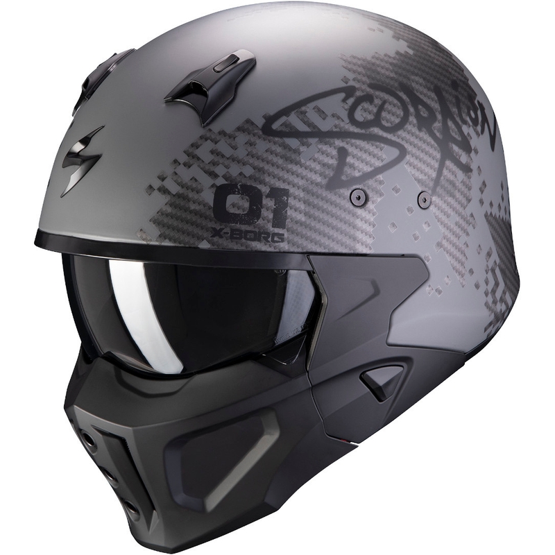 Prilba Scorpion COVERT-X Xborg strieborno-čierna