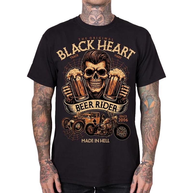 Tričko Black Heart Beer Rider čierne