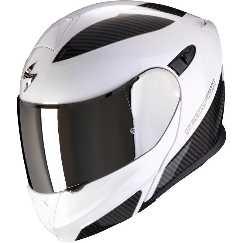 Moto prilba odklápacia Scorpion EXO-920 Flux bielo-strieborná
