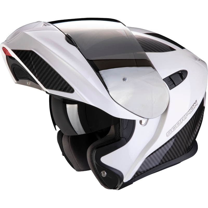 Moto prilba odklápacia Scorpion EXO-920 Flux bielo-strieborná