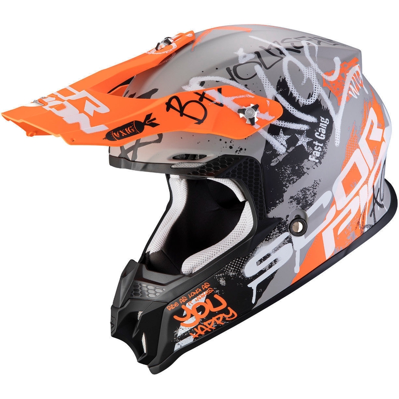 Motokrosová prilba Scorpion VX-16 Air Oratio šedo-oranžová