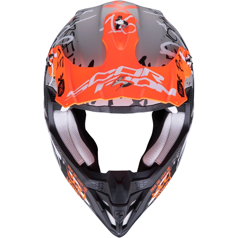 Motokrosová prilba Scorpion VX-16 Air Oratio šedo-oranžová