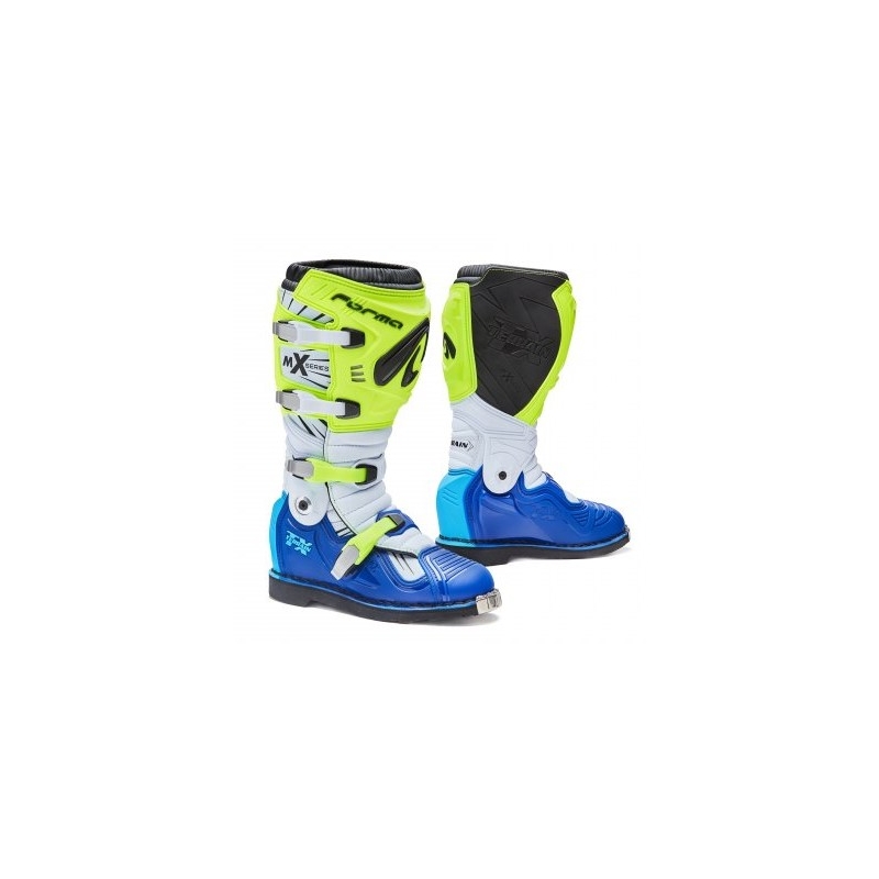 Vysoké čižmy na motocykel Forma Terrain TX bielo-modro-fluorescenčno žlté