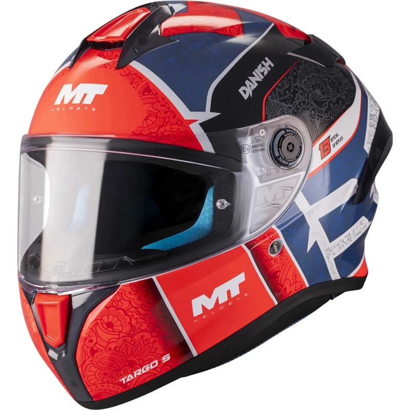 Integrálna helma na motorku MT Targo S Danish_26_Season C5 červeno-modro-šedá