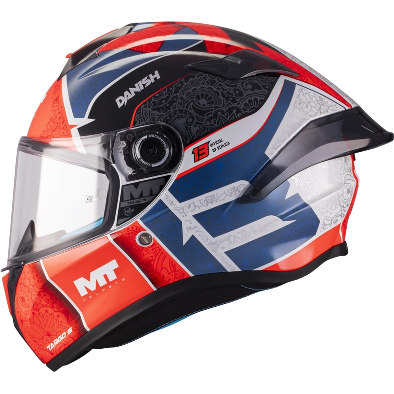 Integrálna helma na motorku MT Targo S Danish_26_Season C5 červeno-modro-šedá