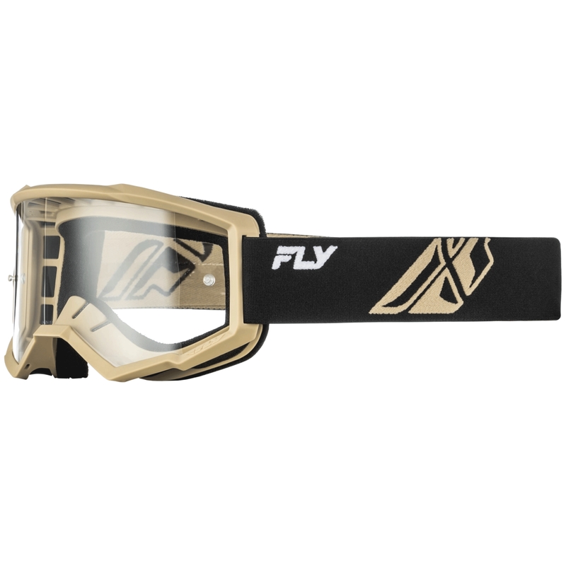 Motokrosové okuliare Fly Racing Focus čierno-khaki s čírym plexi