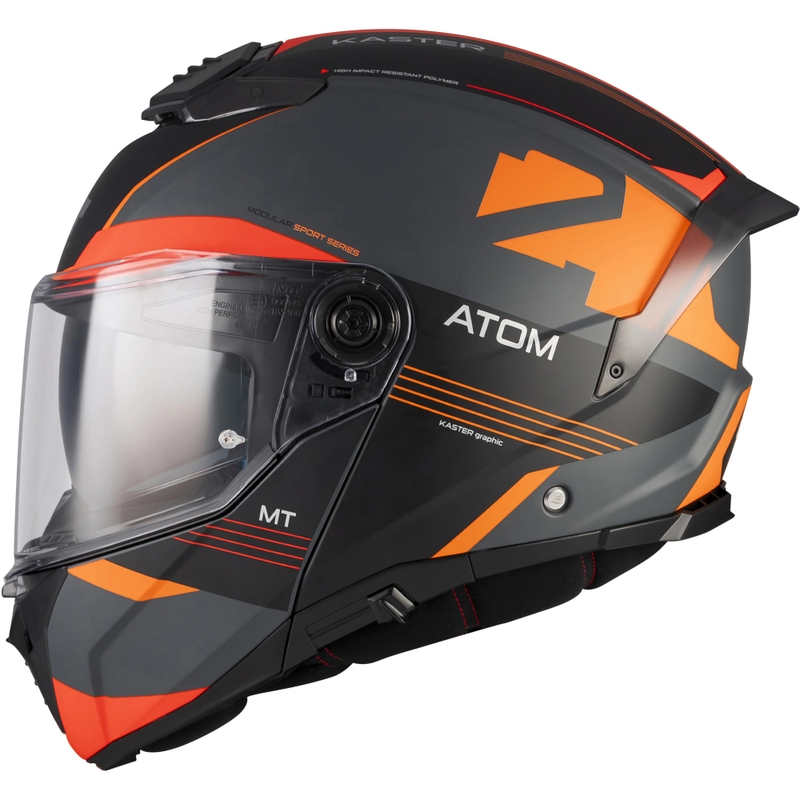 Výklopná prilba na motorku MT Atom 2 SV Kaster C14 matná čierno-šedo-oranžová