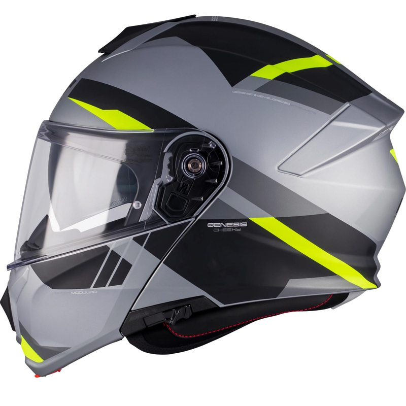 Výklopná prilba na motorku MT Genesis R SV Cheeky C3 čierno-šedo-fluo žltá