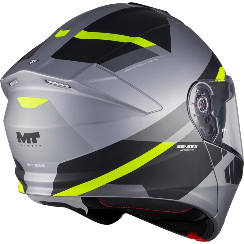 Výklopná prilba na motorku MT Genesis R SV Cheeky C3 čierno-šedo-fluo žltá