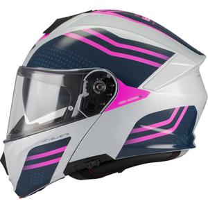 Výklopná prilba na motorku MT Genesis R SV Vibe C8 šedo-modro-ružová