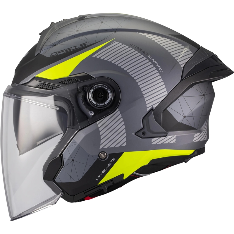 Otvorená prilba na motorku MT Cosmo SV Zafiro C3 matná čierno-šedo-fluo žltá