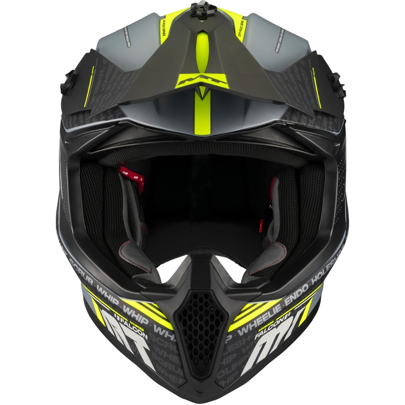 Motokrosová prilba na motorku MT Falcon S Ruler C2 matná čierno-šedo-fluo žltá