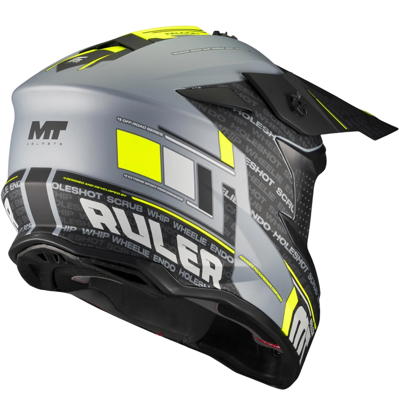 Motokrosová prilba na motorku MT Falcon S Ruler C2 matná čierno-šedo-fluo žltá