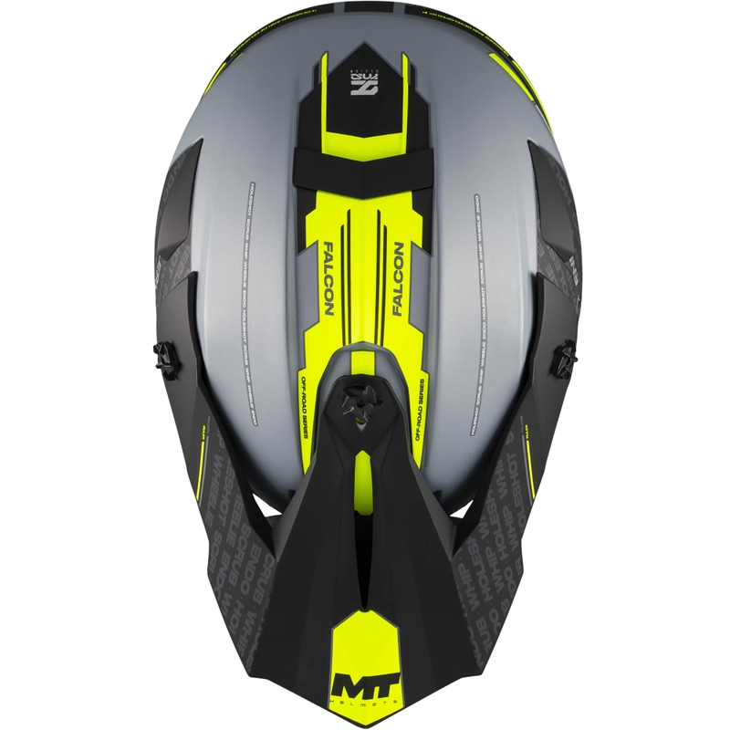 Motokrosová prilba na motorku MT Falcon S Ruler C2 matná čierno-šedo-fluo žltá