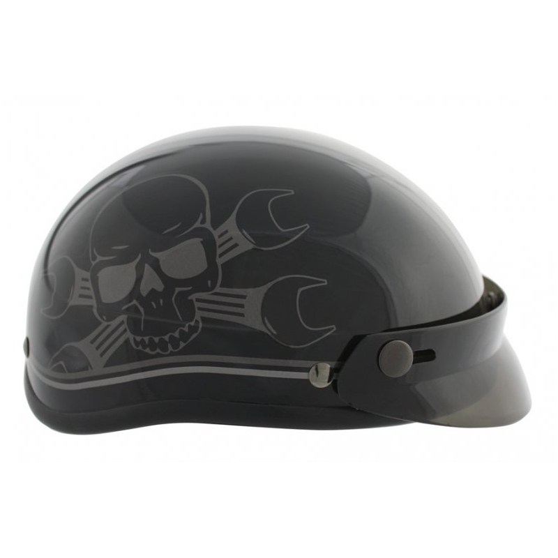 Moto prilby Braincap Rusty Pistons Skull Shine čierna matná