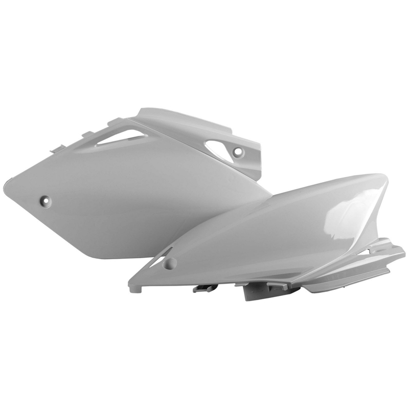 Bočné číslové tabuľky POLISPORT (pár) biela pre HONDA CRF 450 R 2005-2006