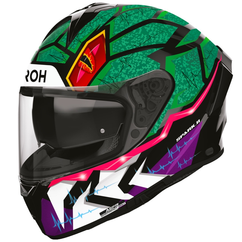 Integrálna helma na motorku Airoh Spark 2 Rex čierno-zeleno-fialová