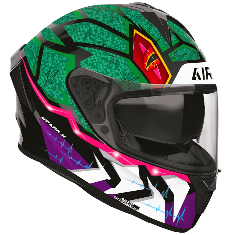 Integrálna helma na motorku Airoh Spark 2 Rex čierno-zeleno-fialová