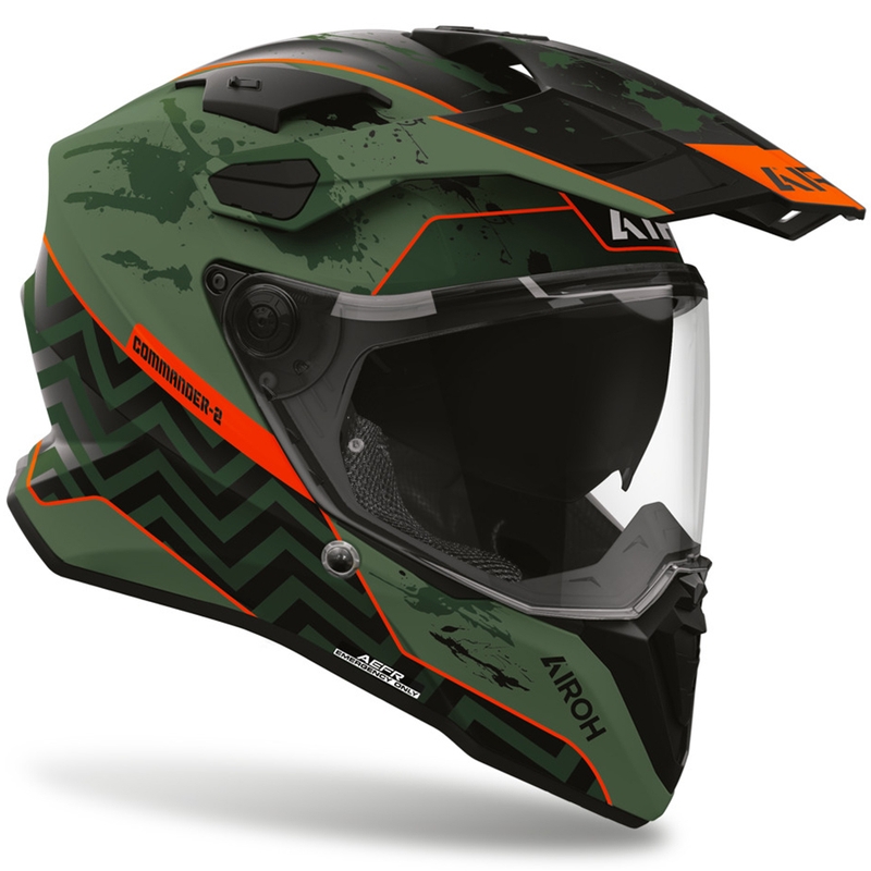Enduro helma na motorku Airoh Commander 2 Plug matná čierno-zeleno-červená