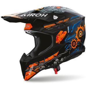 Motokrosová prilba na motorku Airoh Wraaap Gear matná čierno-oranžová