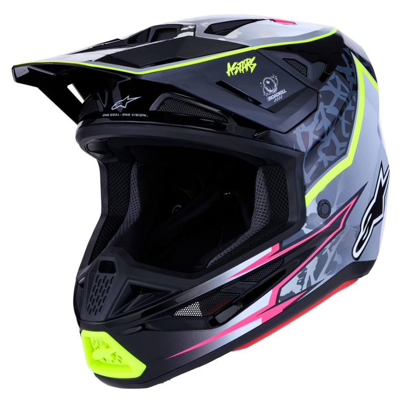 Motokrosová prilba na motorku Alpinestars Supertech S-M7 Blaster šedo-fluo žltá