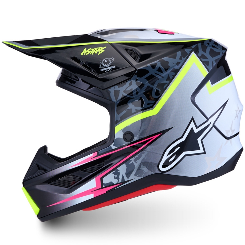 Motokrosová prilba na motorku Alpinestars Supertech S-M7 Blaster šedo-fluo žltá
